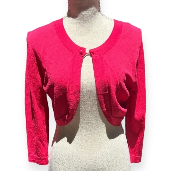 🌻Jessica Howard Petite Pink Cropped Open Cardigan Bolero Sweater Size 12 Petite - Picture 2 of 7